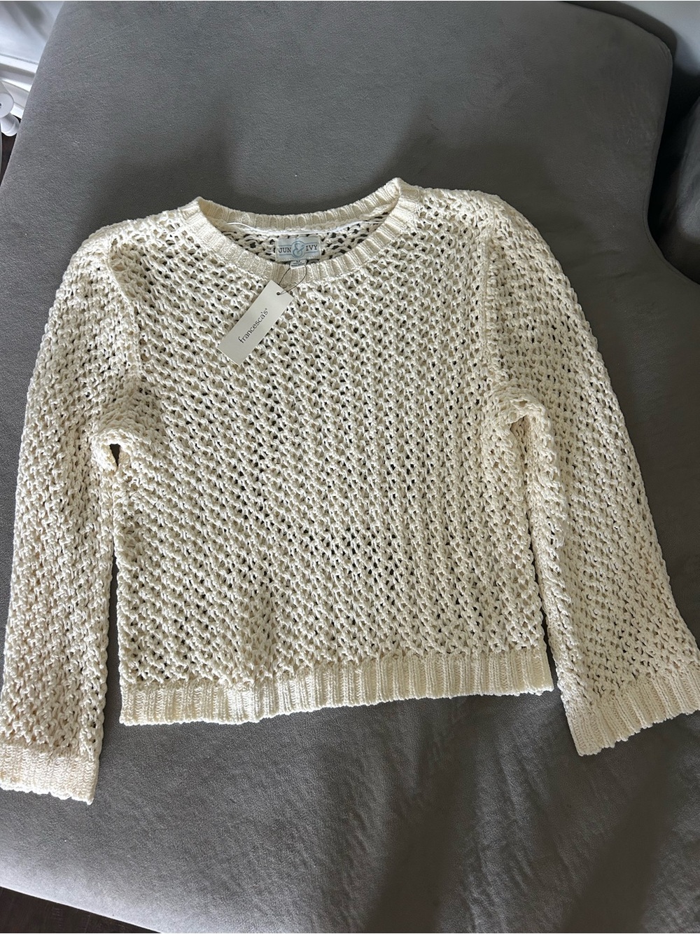 Francesca's NWT Cream Knit Crewneck Sweater